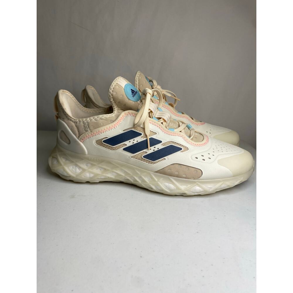 Mens Adidas Web Boost Running Shoes Sneakers Off White Blue Athletic Size 11 - Picture 6 of 16